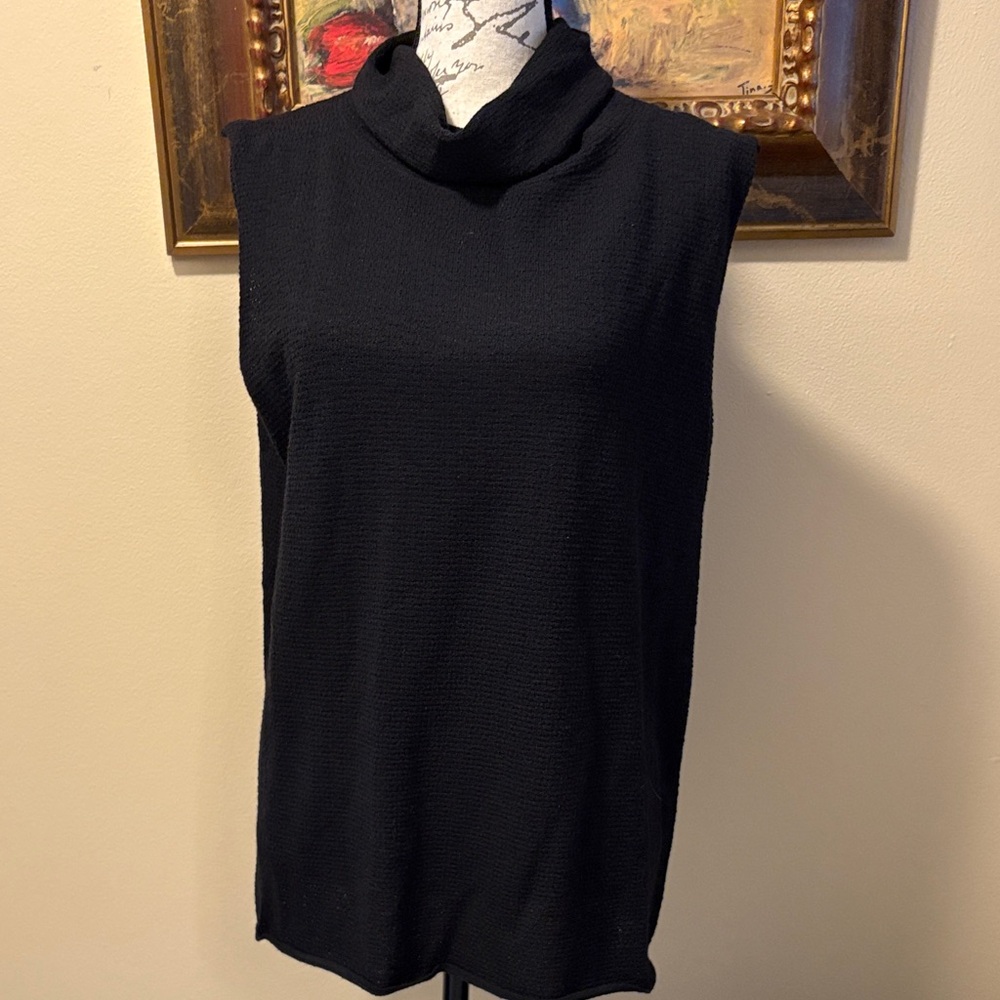 Eileen Fisher Knit Mock Cowl Neck Sleeveless Sweater